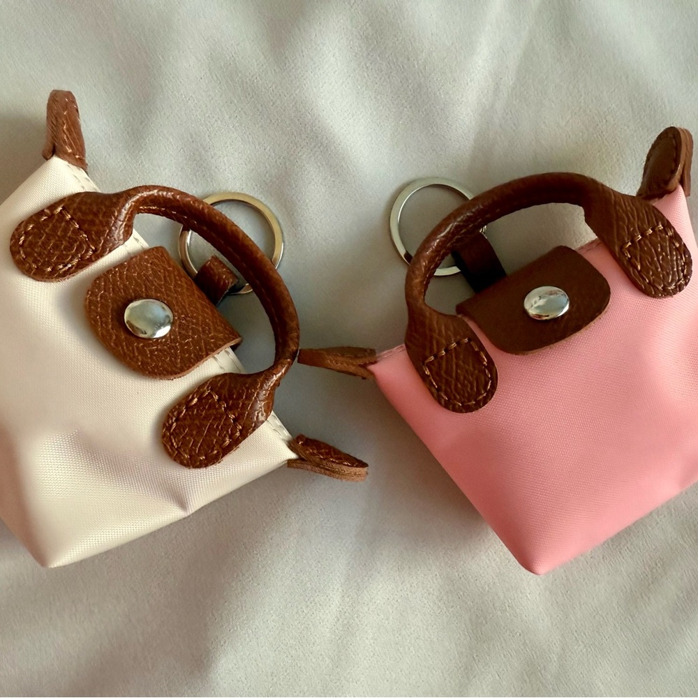 Mini Cream and Pink Handbag Keychains